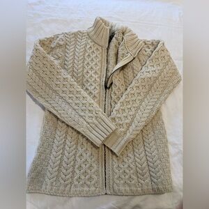 Inis Crafts Cozy Cream Merino Wool Knit Sweater EUC 0226